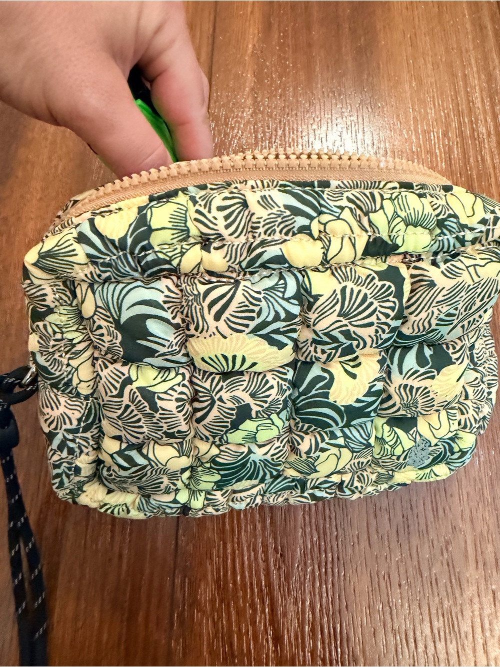 Free People Quilted Mini Wristlet in Yellow and Green Floral